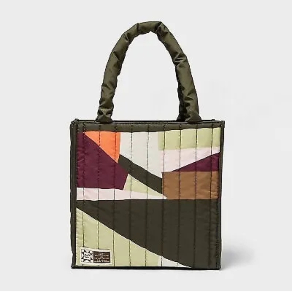 Black History Month Adult Gee's Bend Quilted Tote Handbag - Green